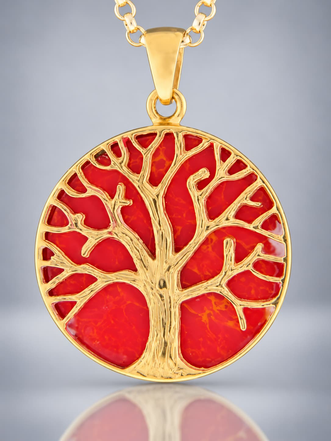 Red Coral Gold Vermeil pendant