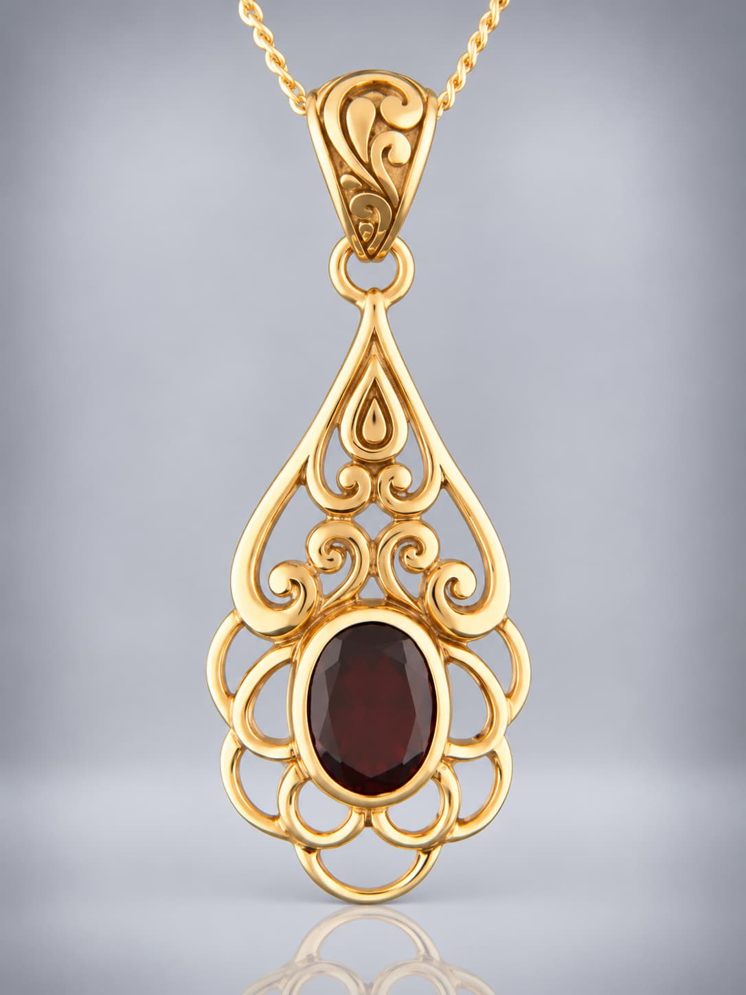 Garnet gold vermeil pendant