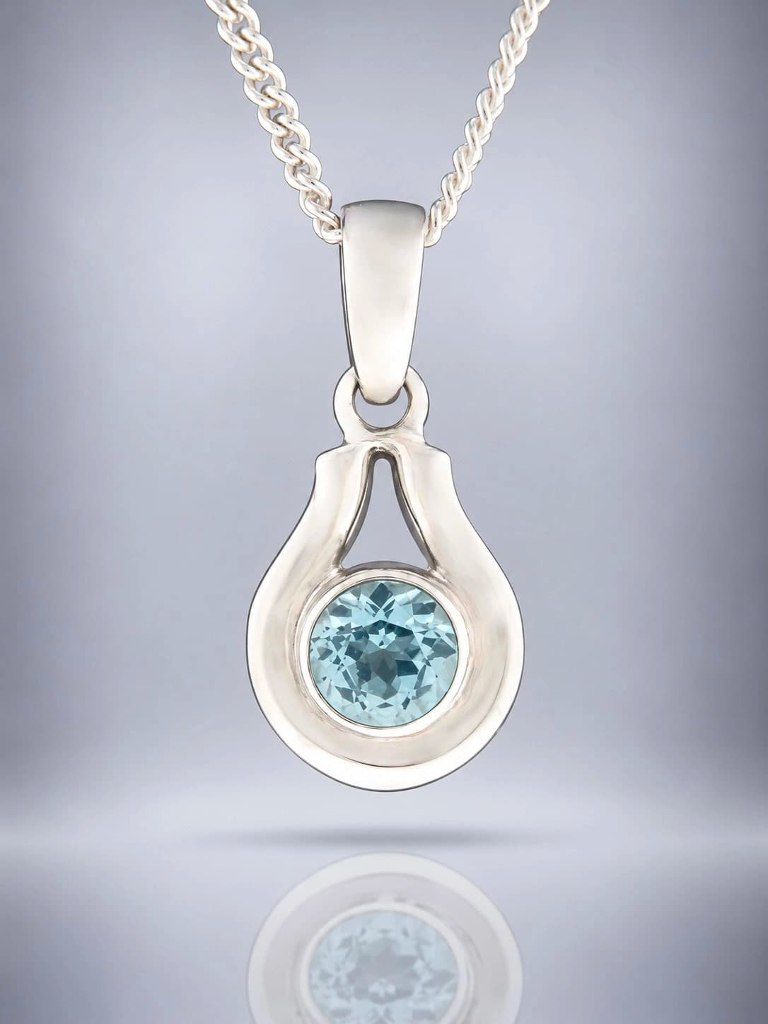Blue Topaz sterling silver pendant