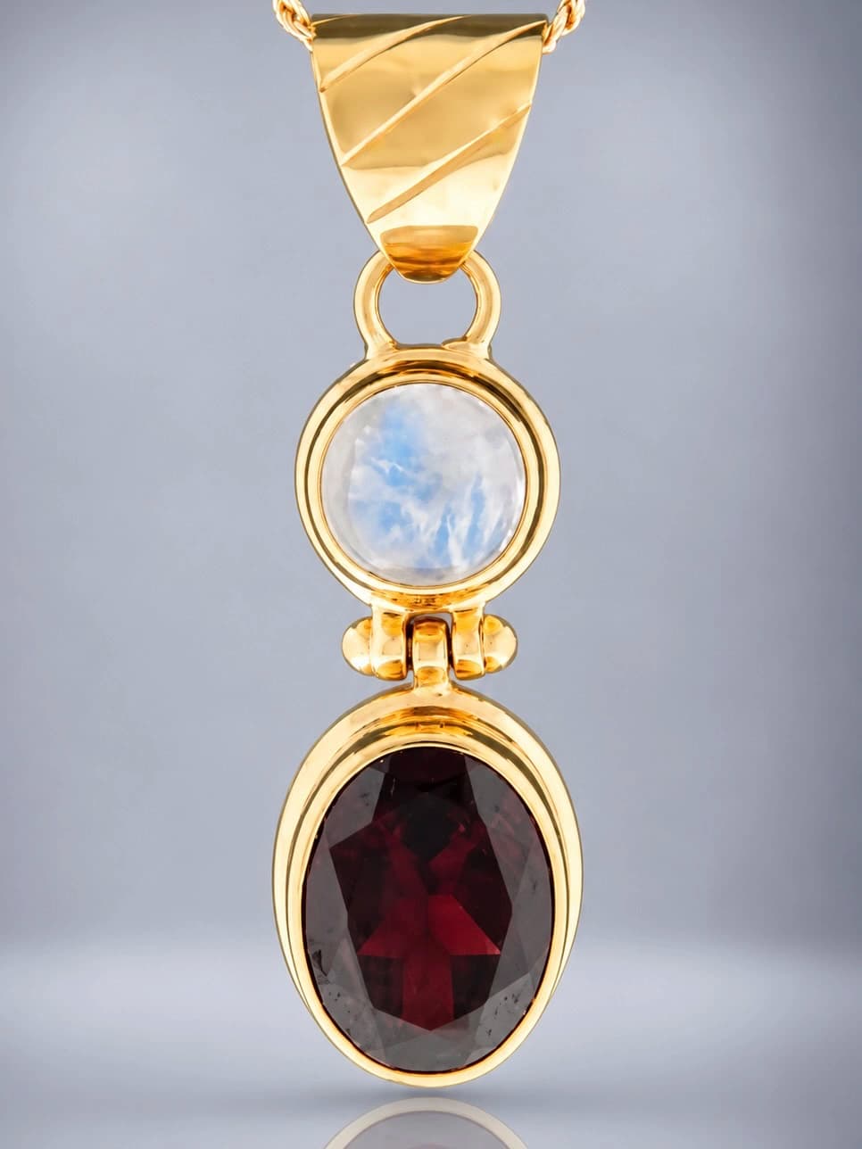 Garnet and moonstone gold vermeil pendant