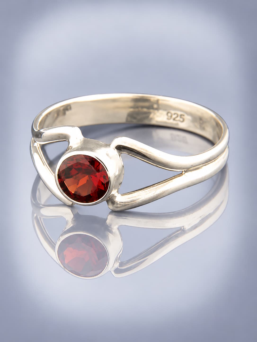 Garnet Ring - Sterling Silver