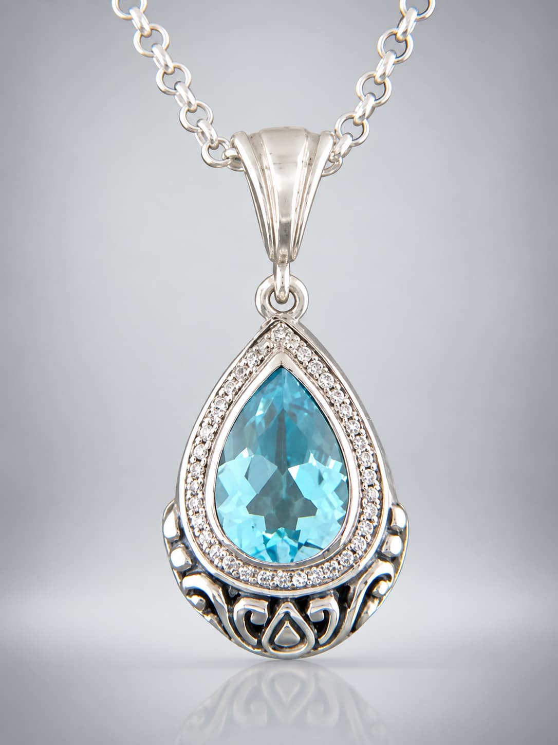 Blue Topaz Pendant - Sterling Silver
