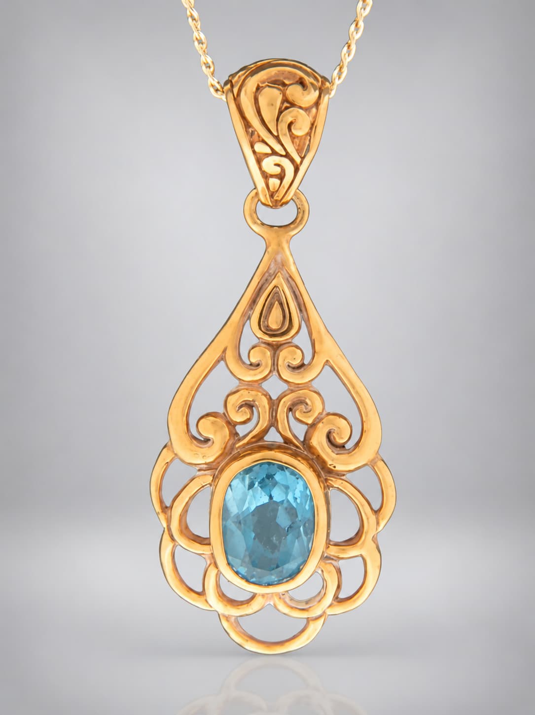 Blue Topaz gold vermeil pendant