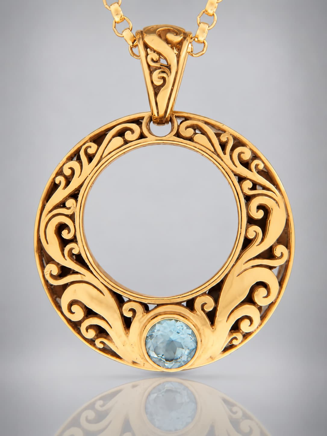 Blue Topaz gold Vermeil pendant