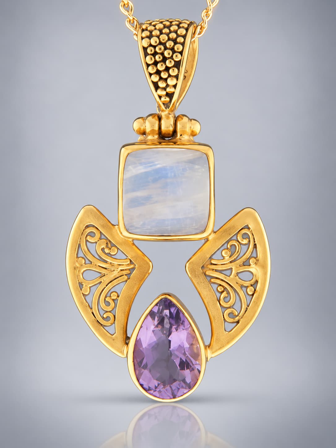 moonstone and amethyst pendant