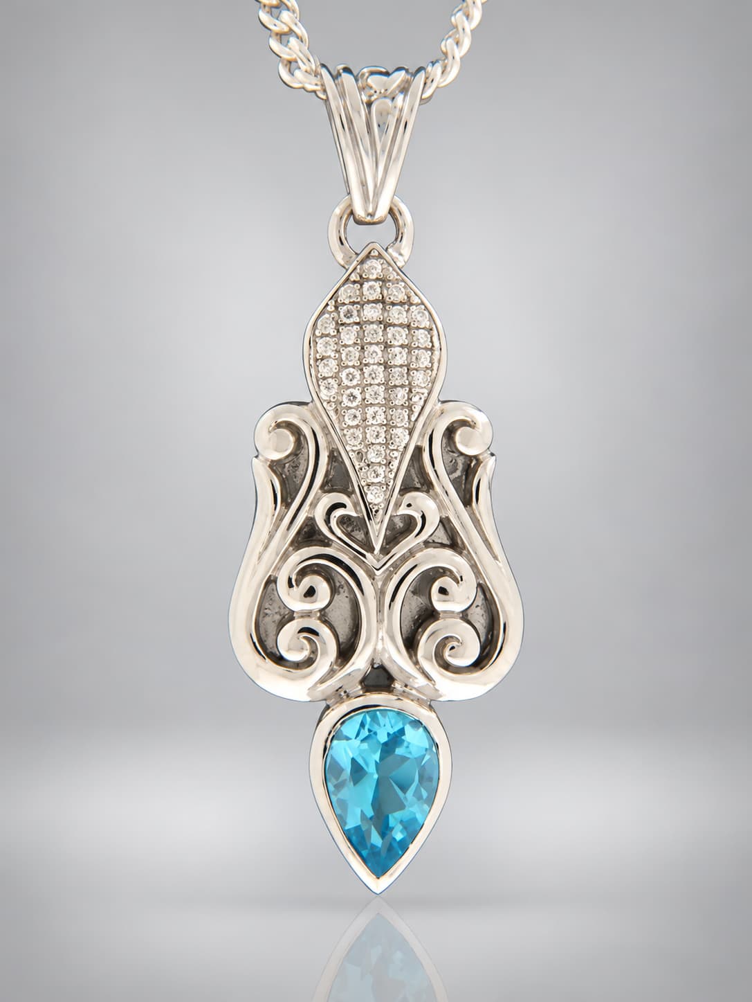 Blue Topaz sterling silver pendant