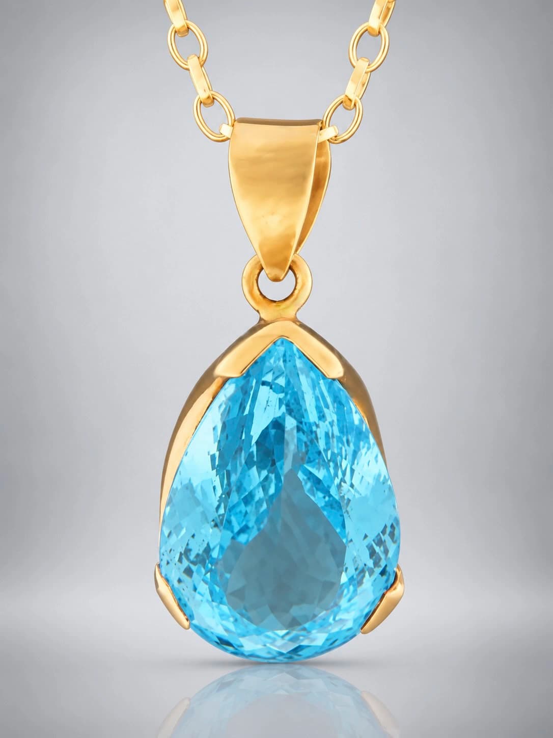 Blue topaz teardrop faceted pendant