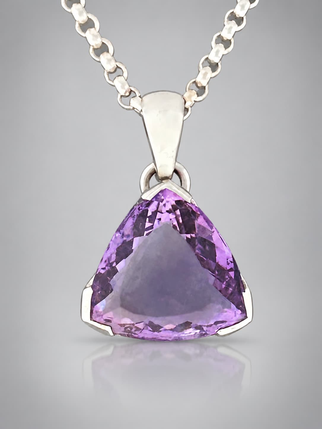 sterling silver faceted amethyst pendant