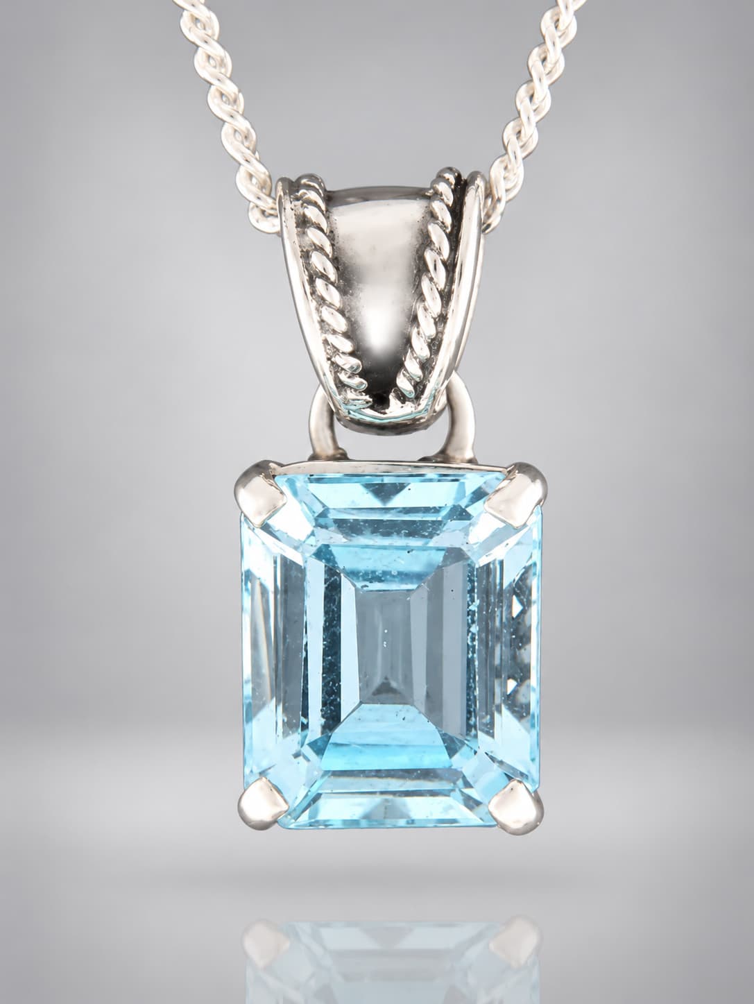 Blue topaz sterling silver pendant