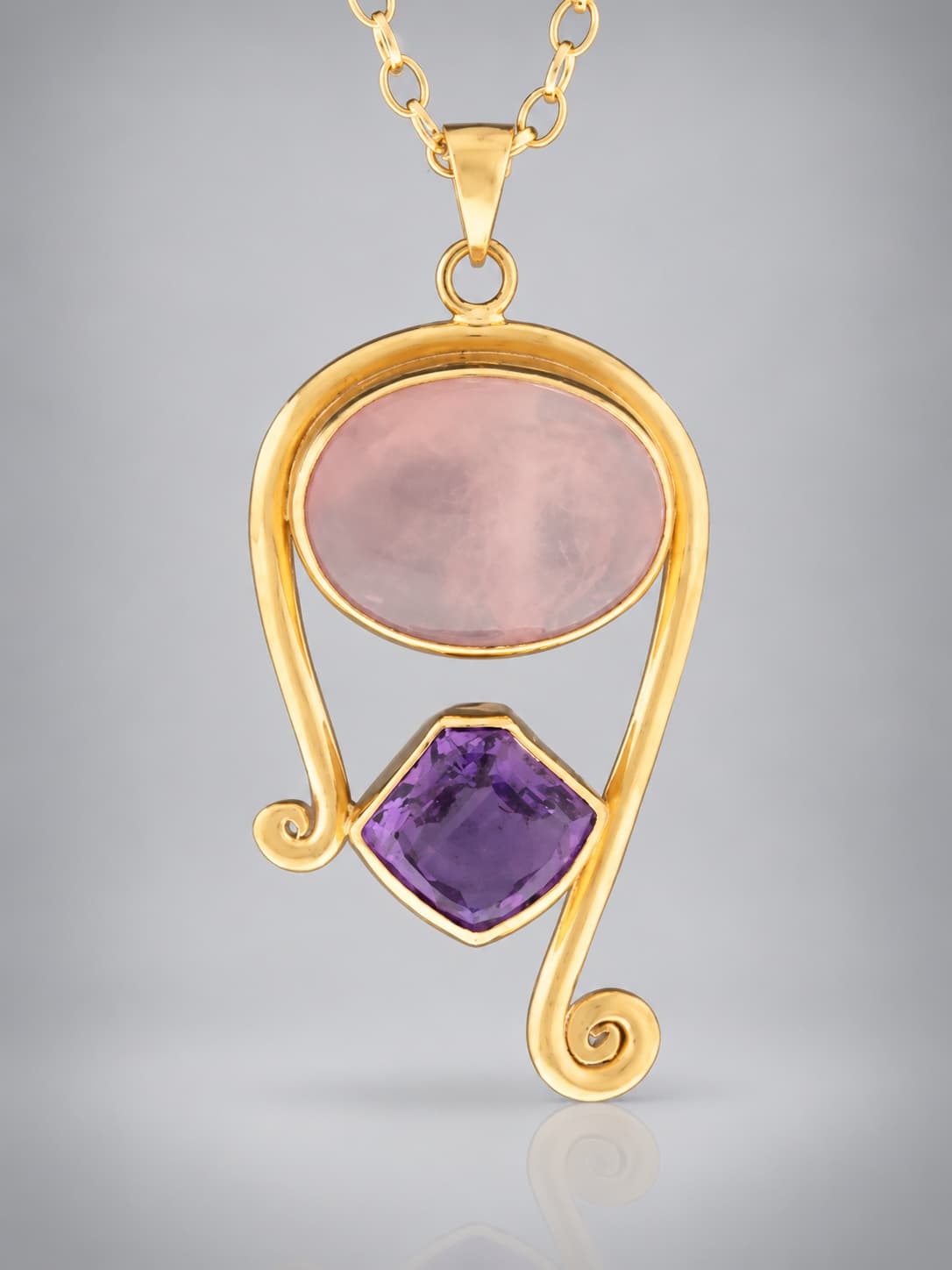 Rose Quartz and Amethyst Pendant