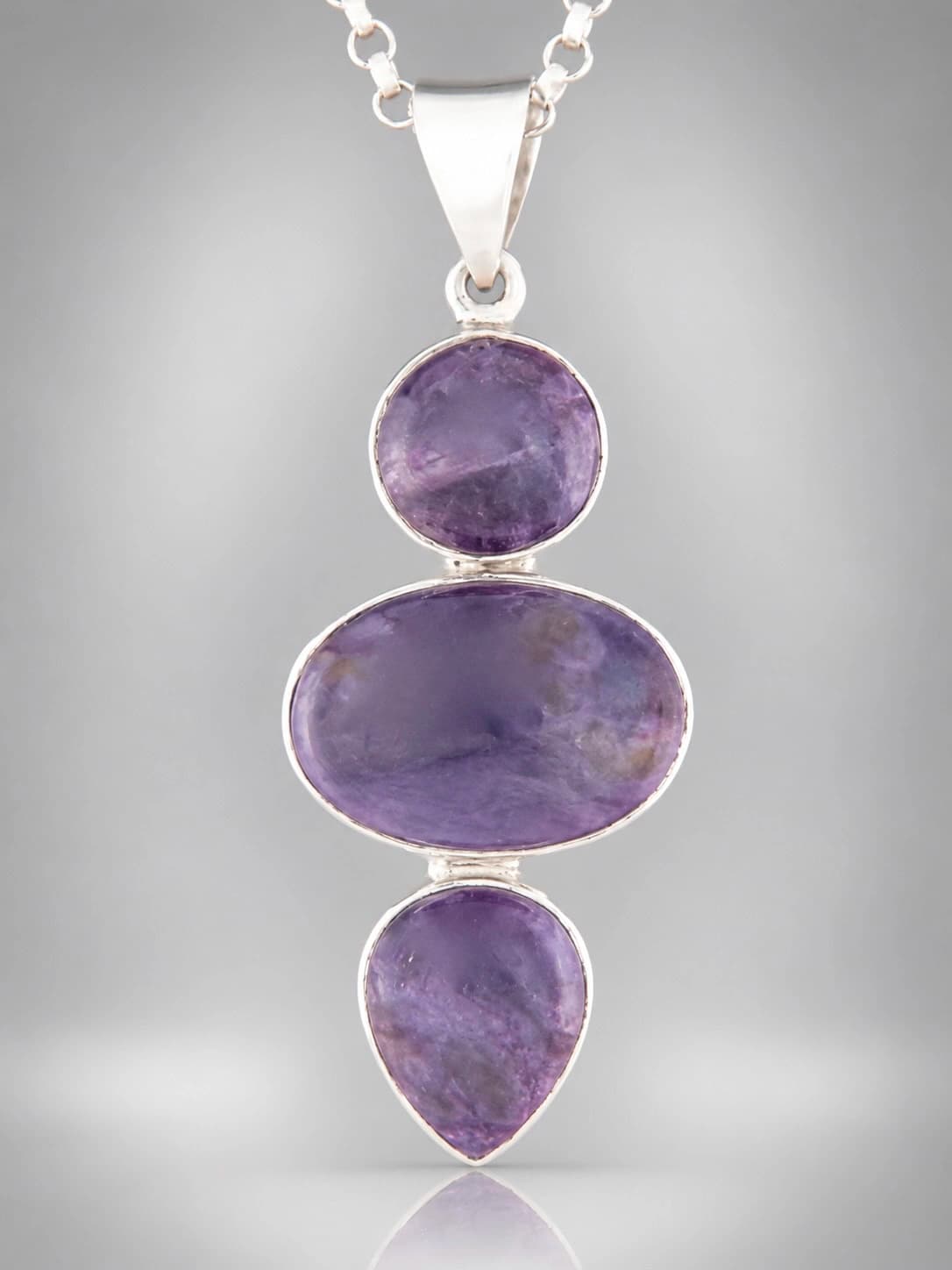 Charoite sterling silver pendant