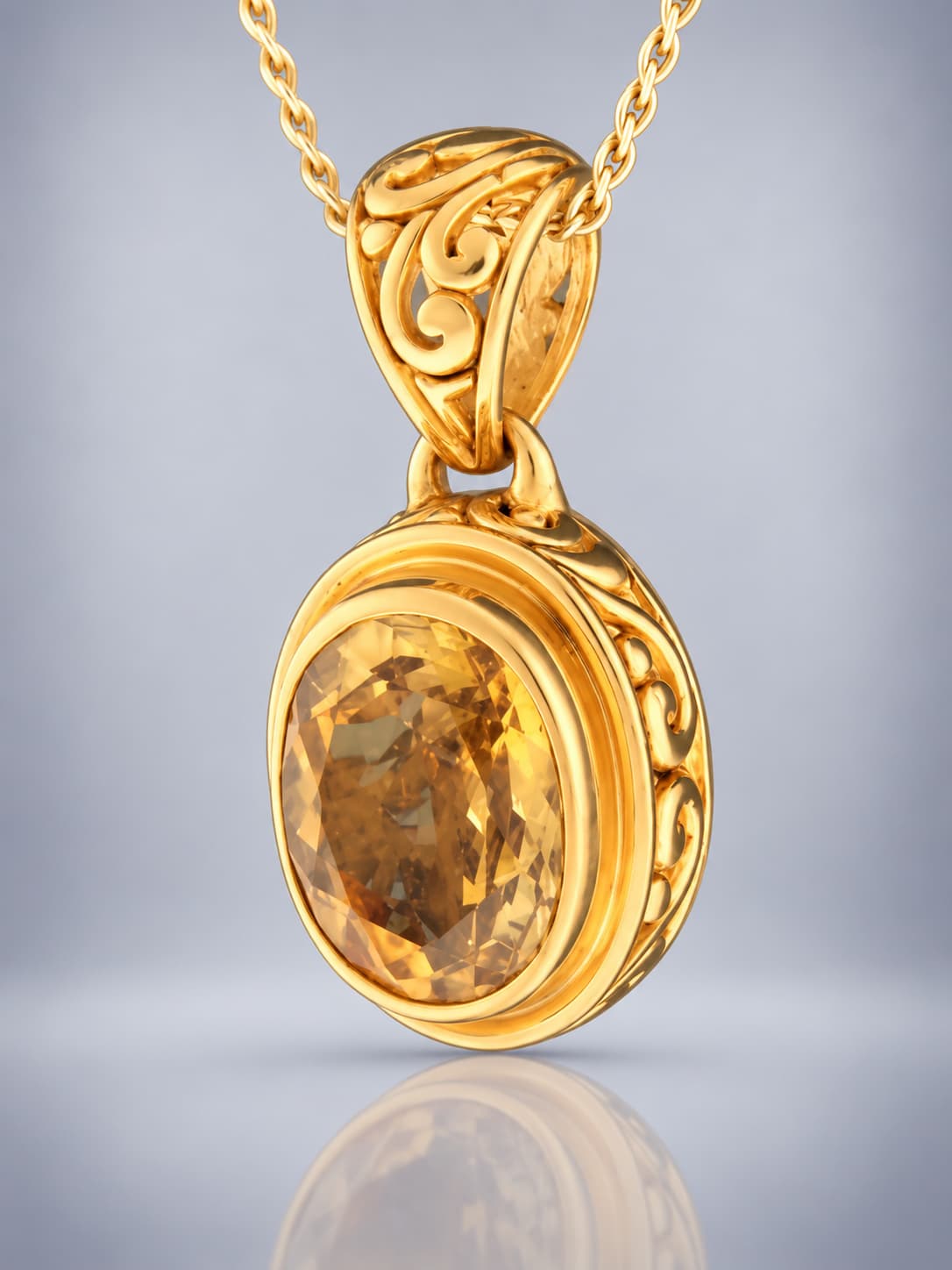 Citrine faceted Gold Vermeil pendant