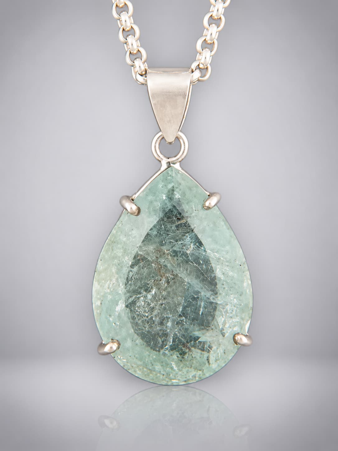 Aquamarine sterling silver pendant