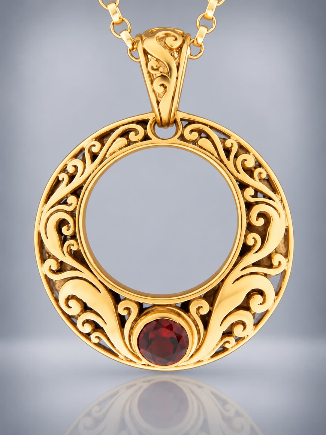 Garnet gold vermeil pendant