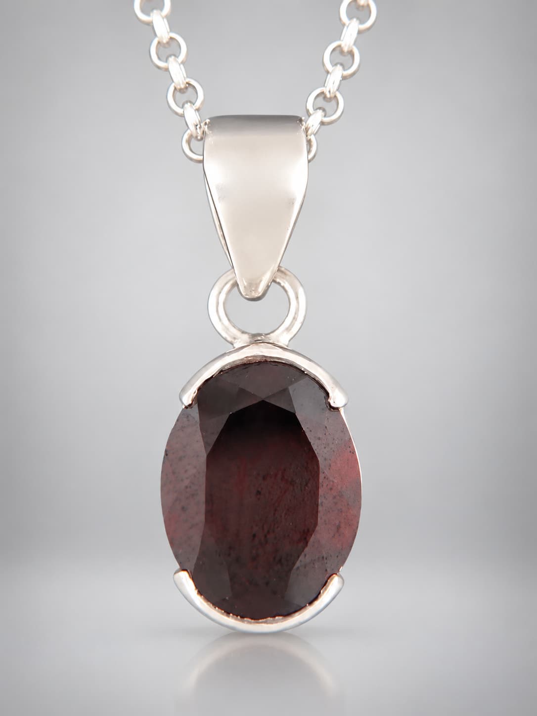 Garnet Pendant - Sterling Silver