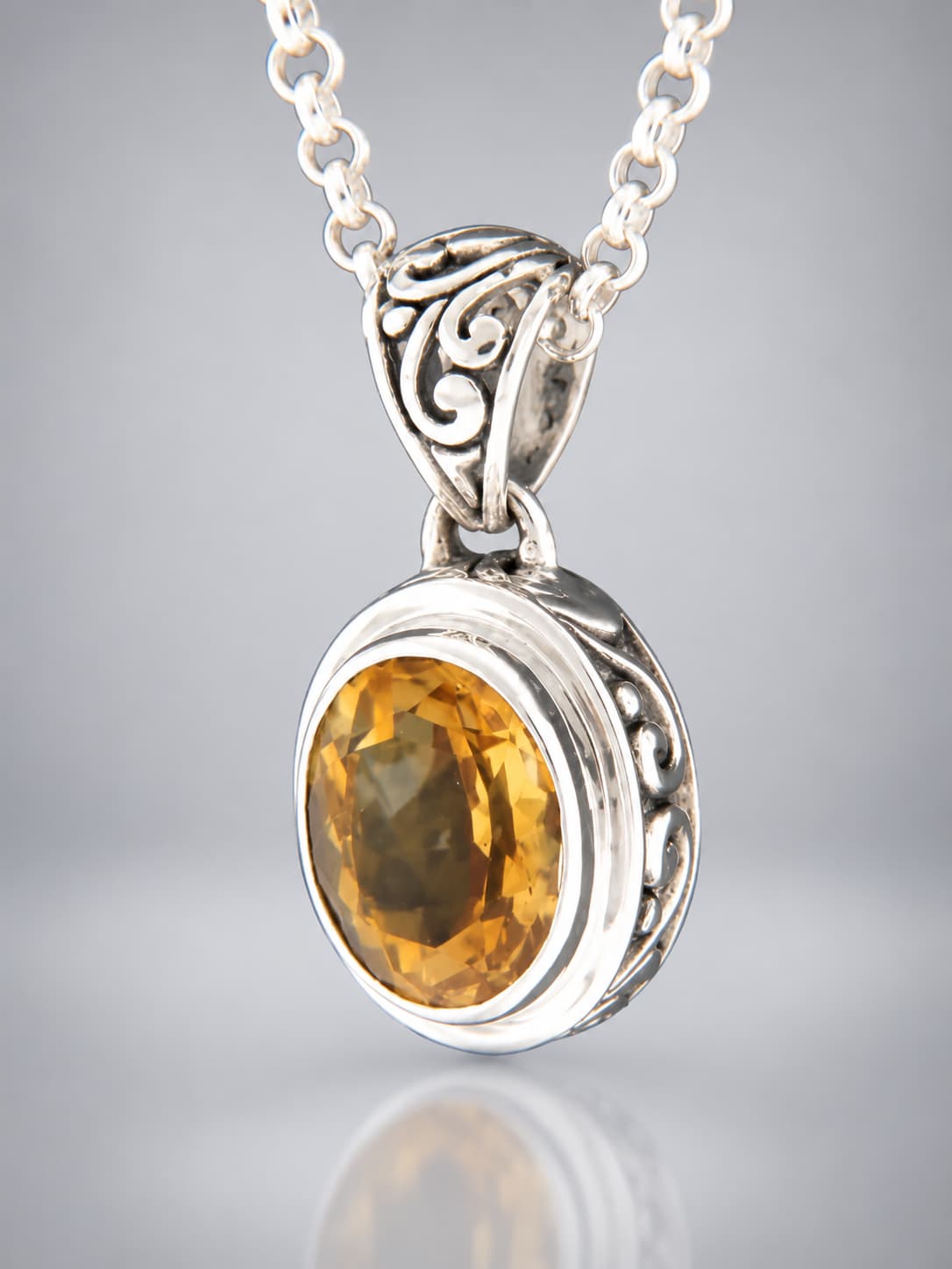 Citrine sterling silver pendant