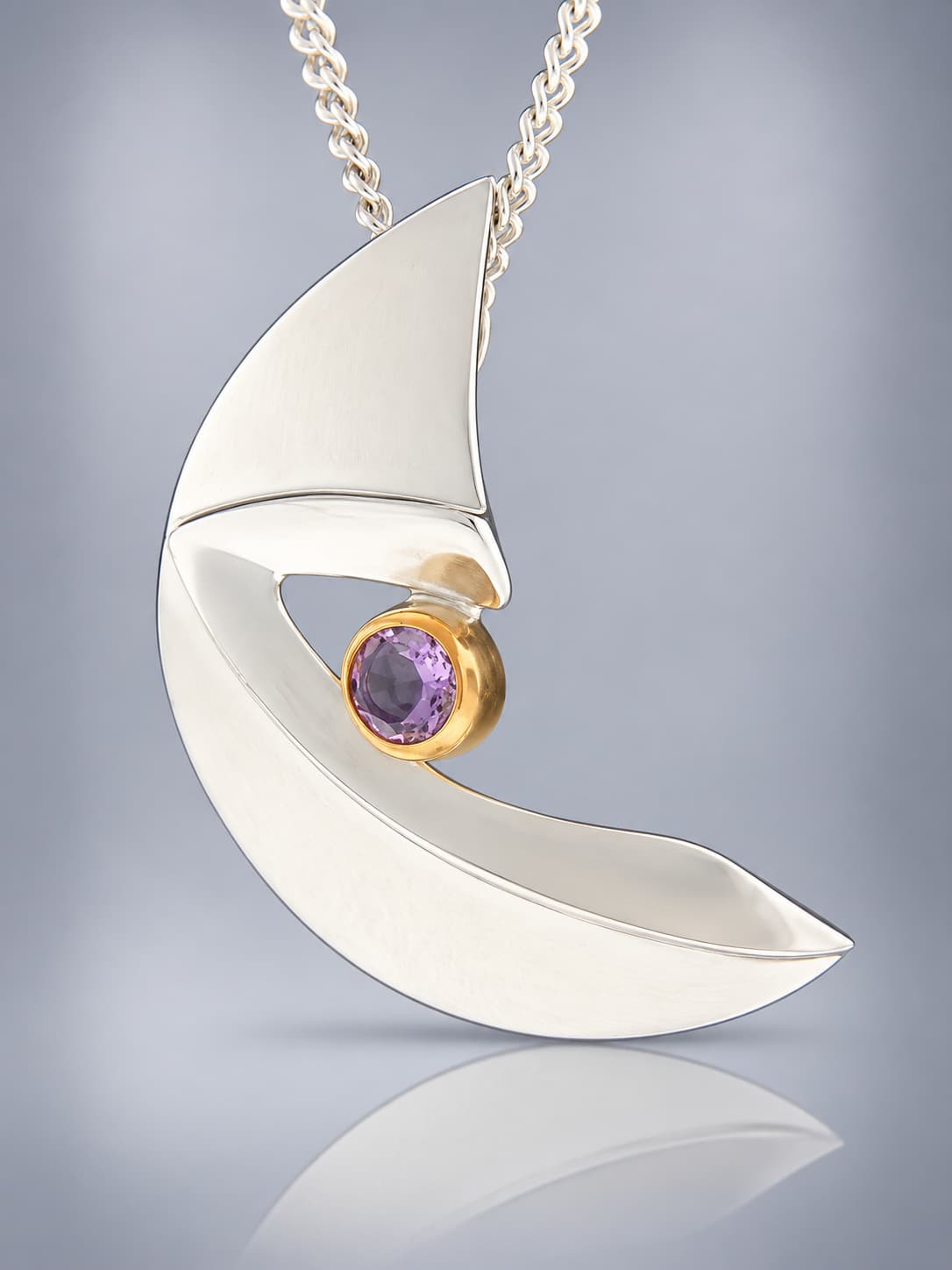 sterling silver faceted amethyst pendant