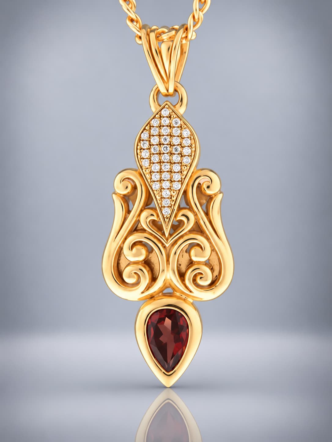Garnet gold vermeil pendant