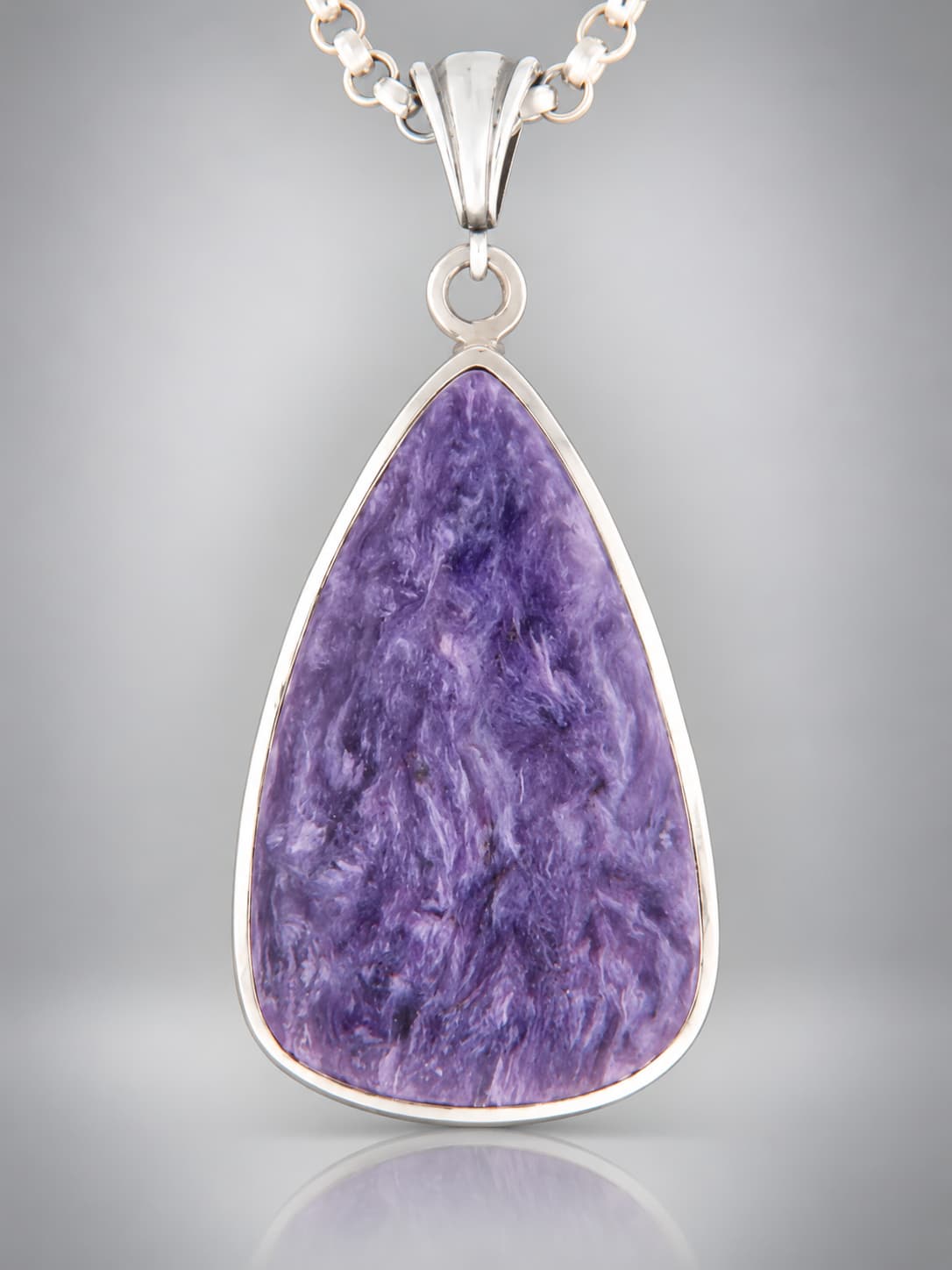 Charoite sterling silver pendant