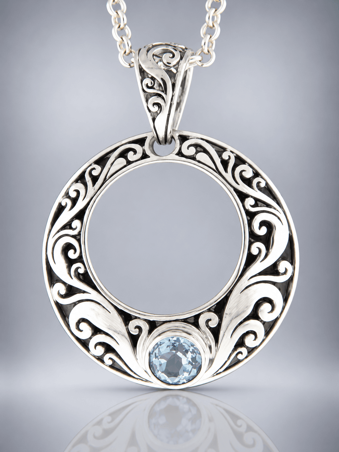 Blue Topaz sterling silver pendant