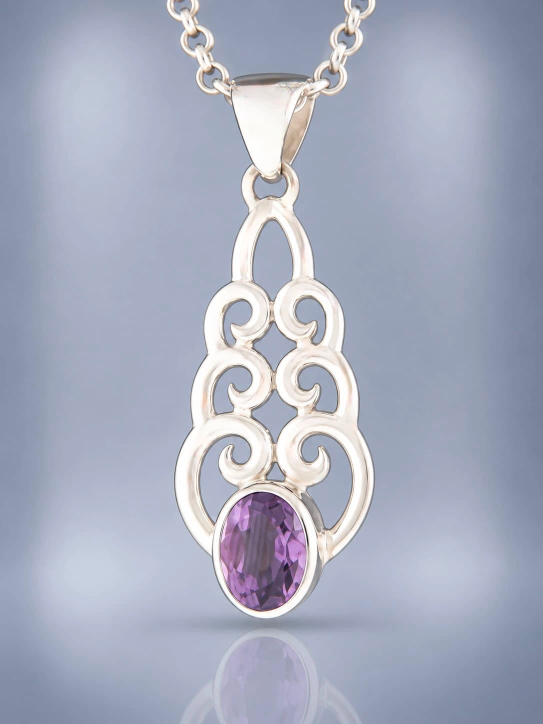 sterling silver faceted amethyst pendant