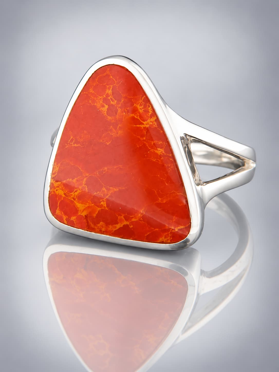 Red Coral ring - Sterling Silver