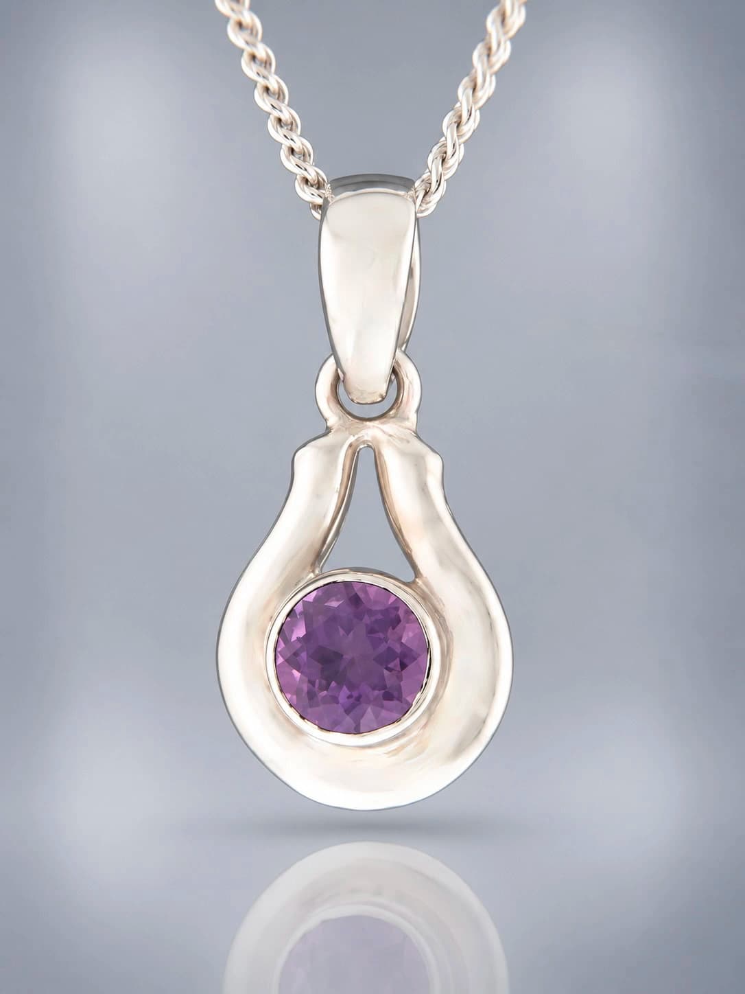 sterling silver faceted amethyst pendant