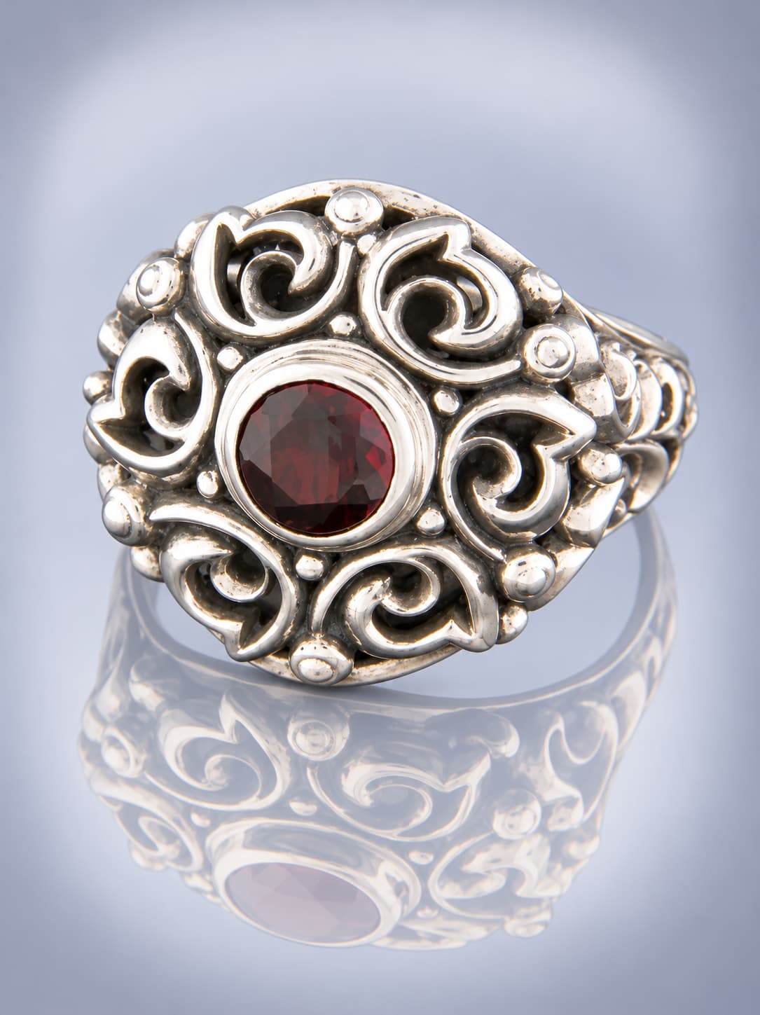 Garnet Ring - Sterling Silver