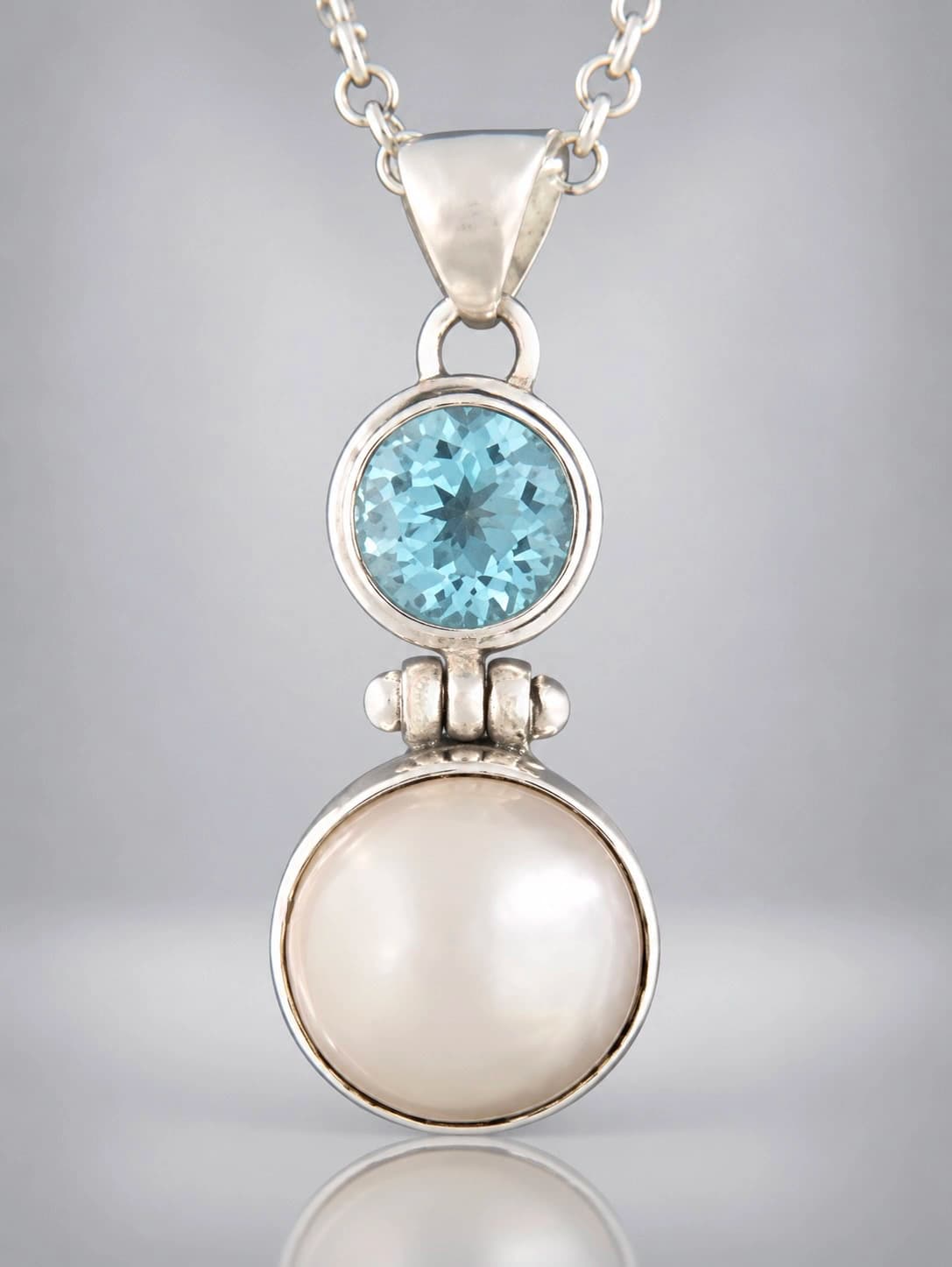 Sterling silver blue topaz pendant