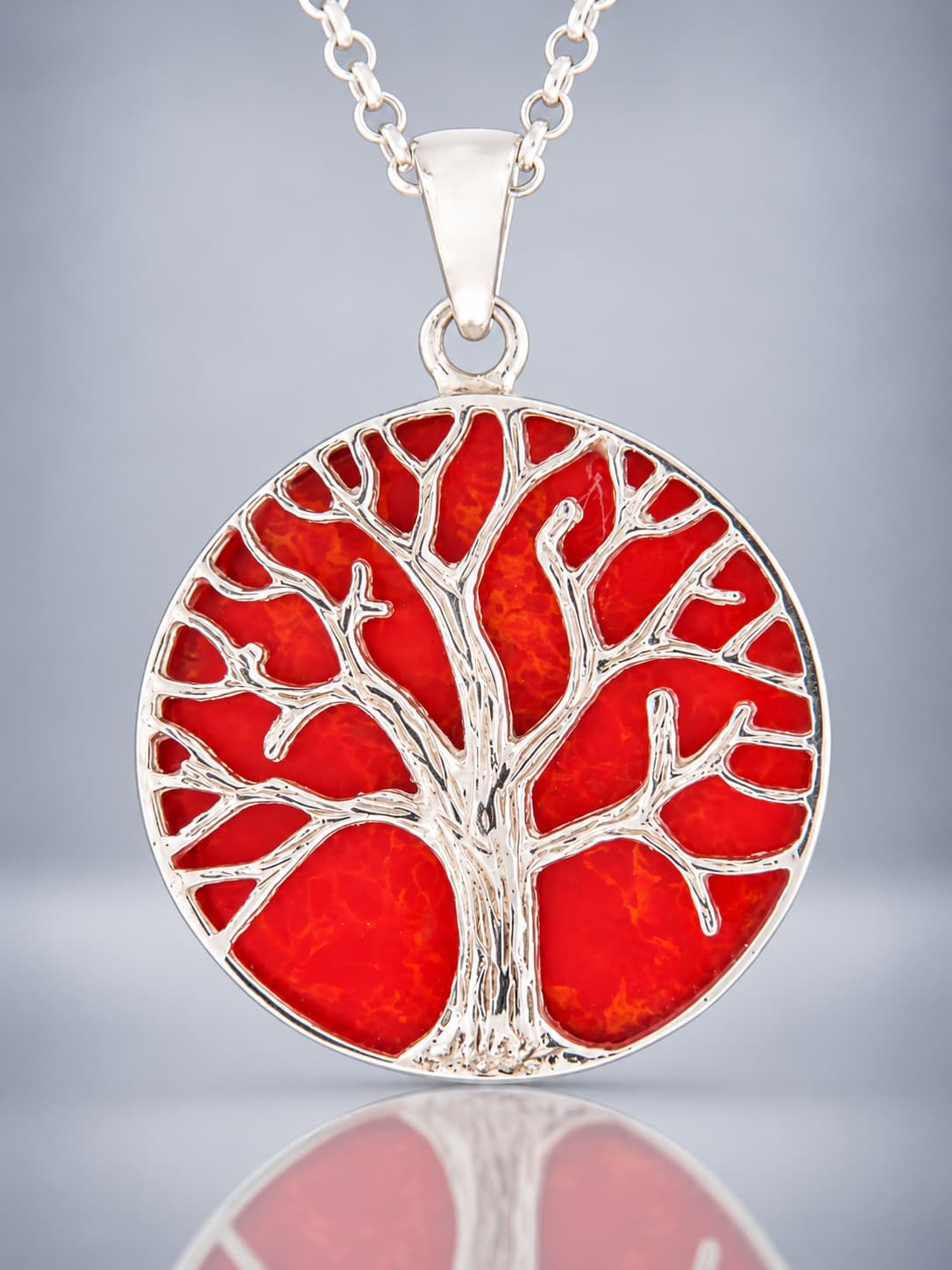 Red Coral sterling silver pendant