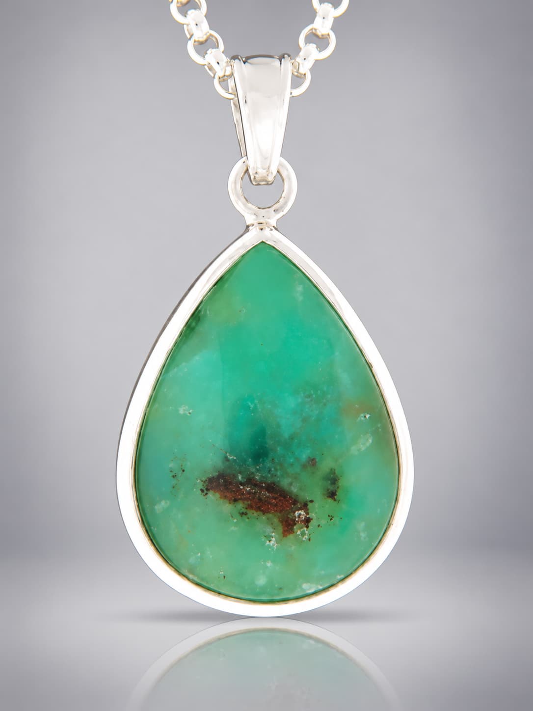 Chrysoprase sterling silver pendant