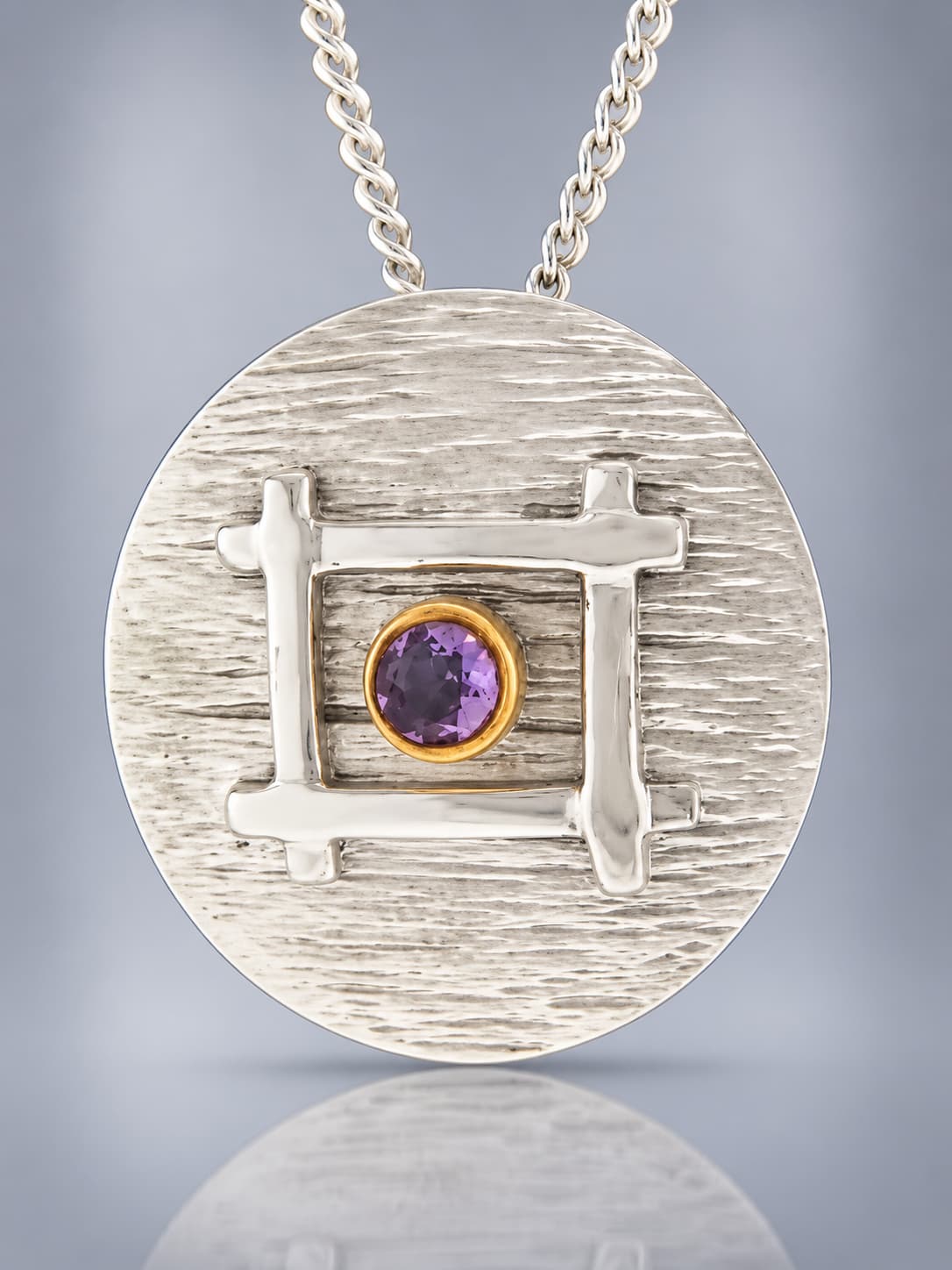 sterling silver faceted amethyst pendant
