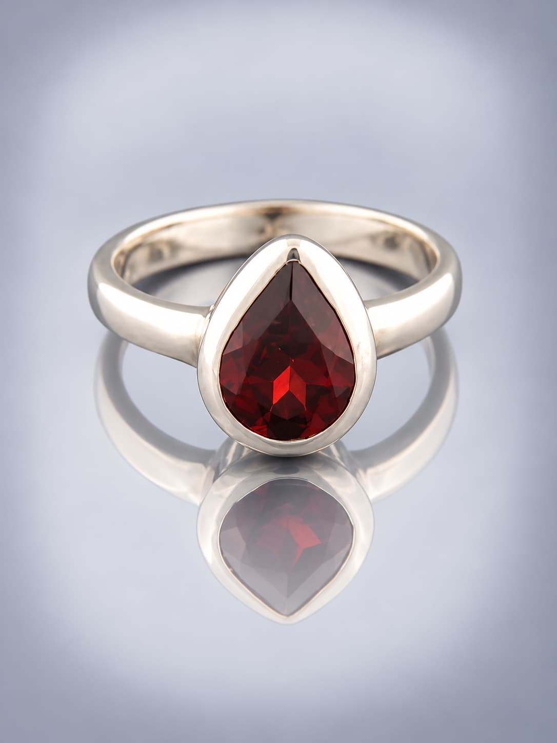 Garnet Ring - Sterling Silver