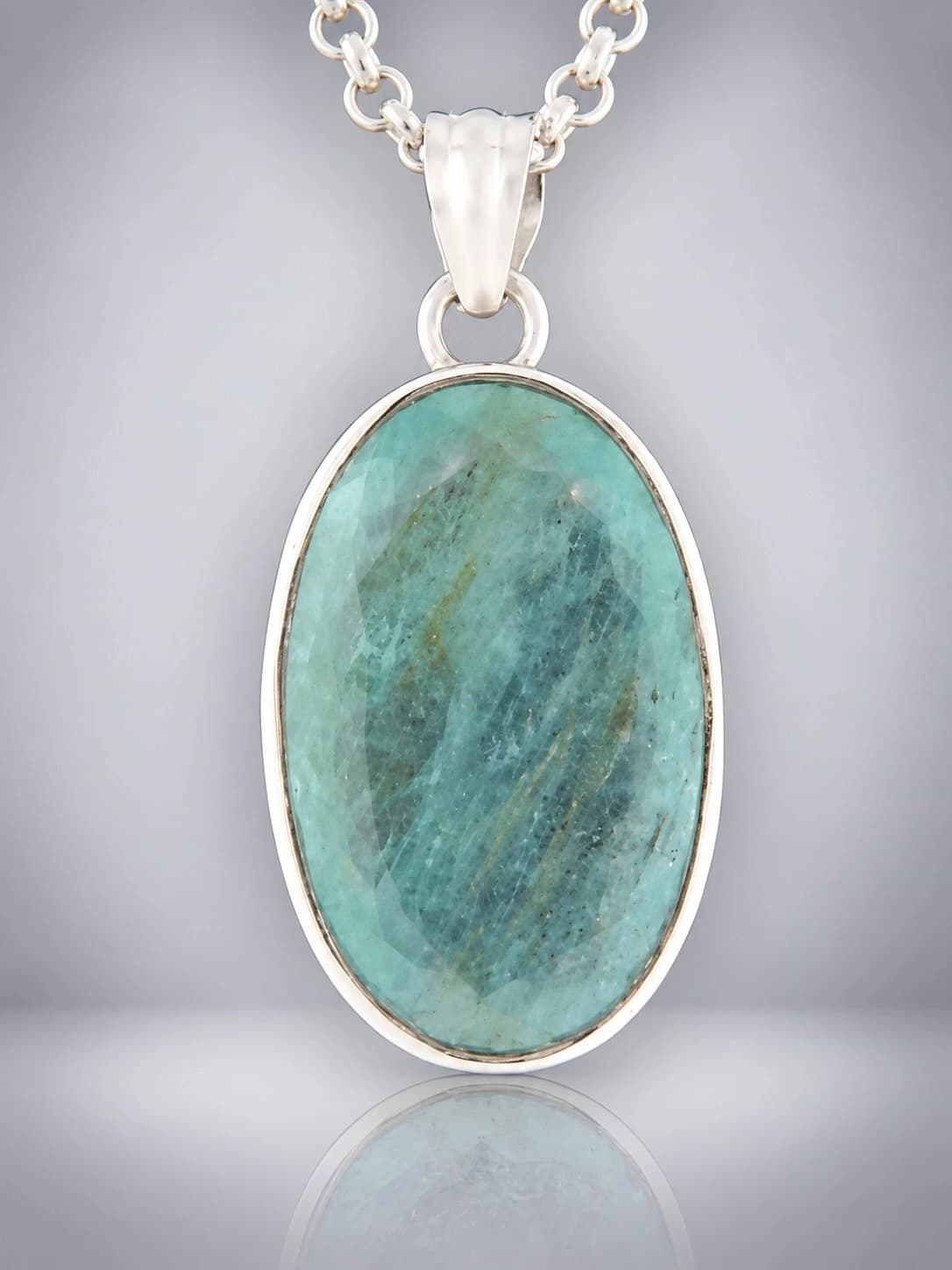 Aquamarine sterling silver pendant