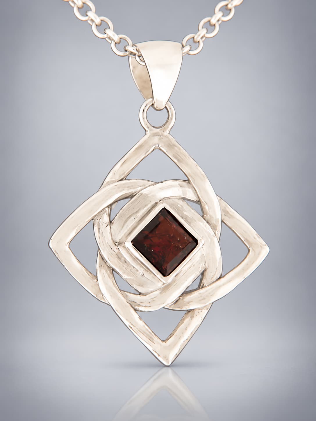 Garnet Pendant - Sterling Silver