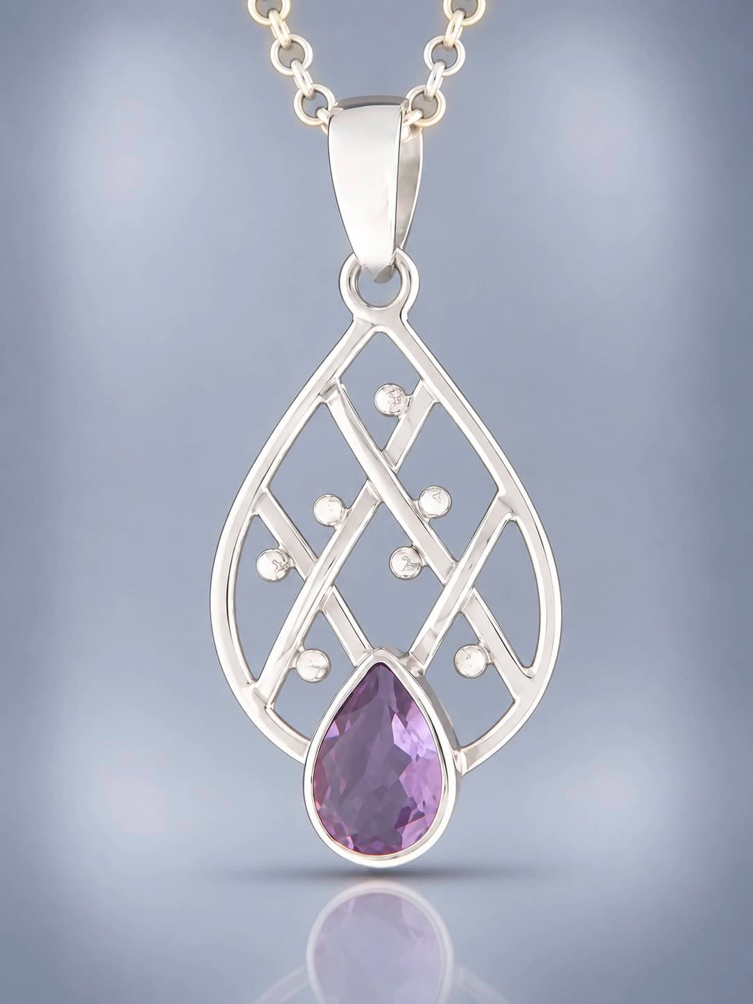 sterling silver faceted amethyst pendant
