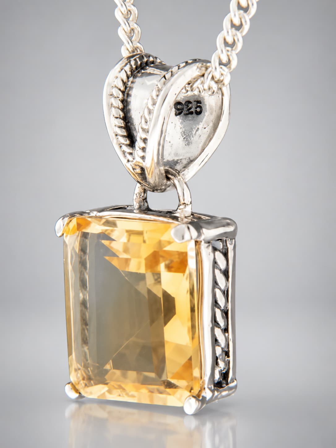 Citrine sterling silver pendant