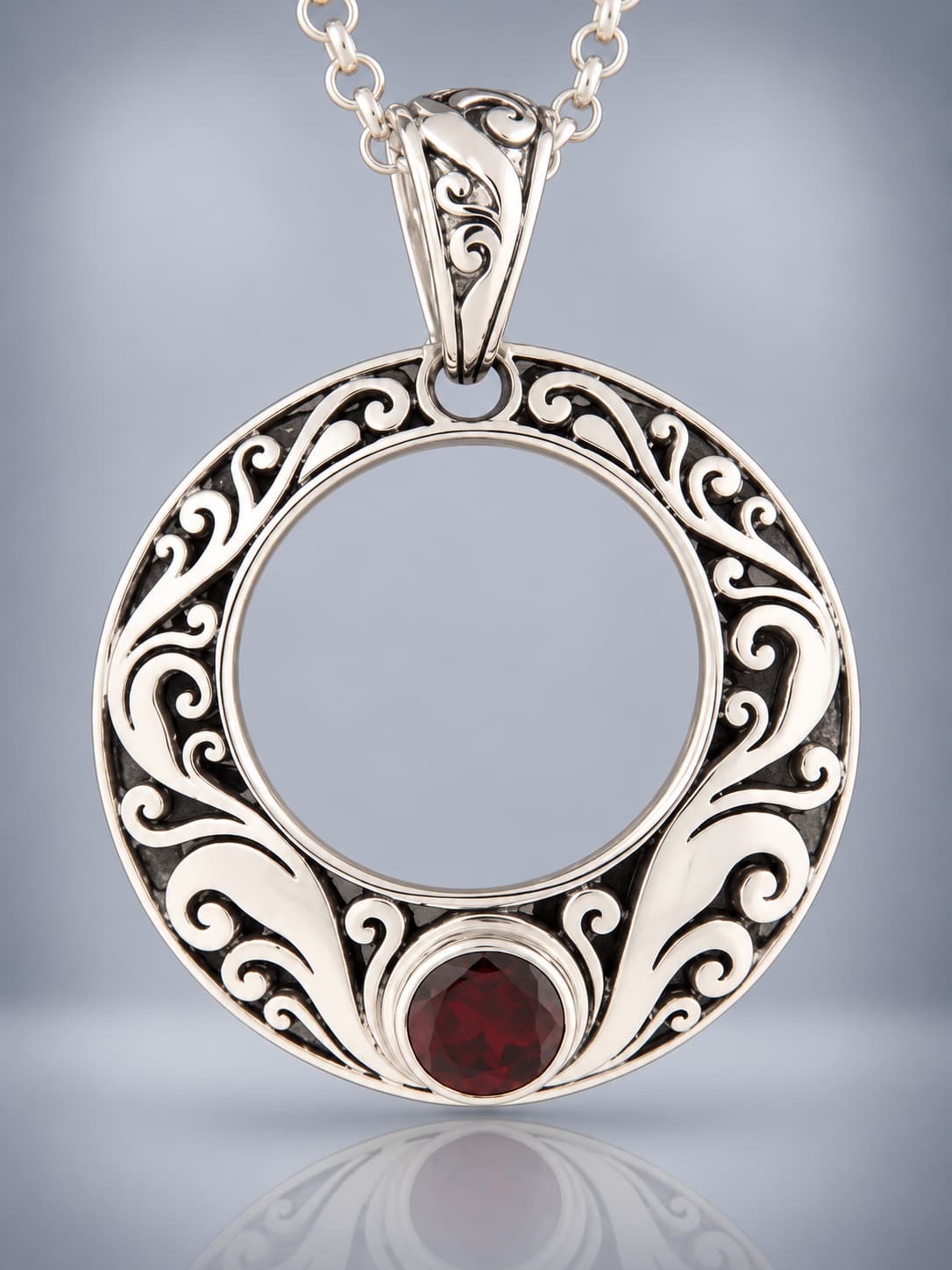 Garnet sterling silver pendant