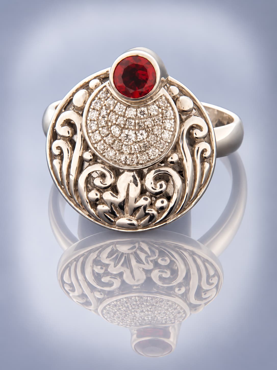 Garnet Ring - Sterling Silver