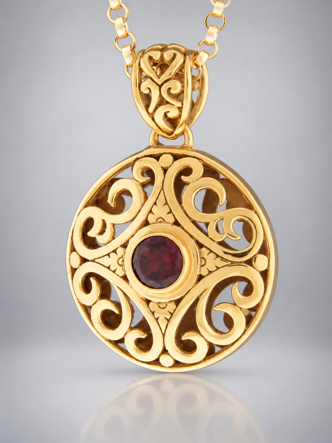 Garnet Pendant - Gold Vermeil