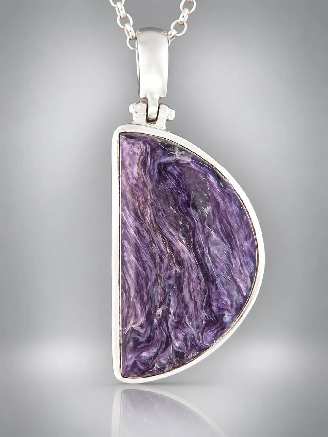 Charoite sterling silver pendant