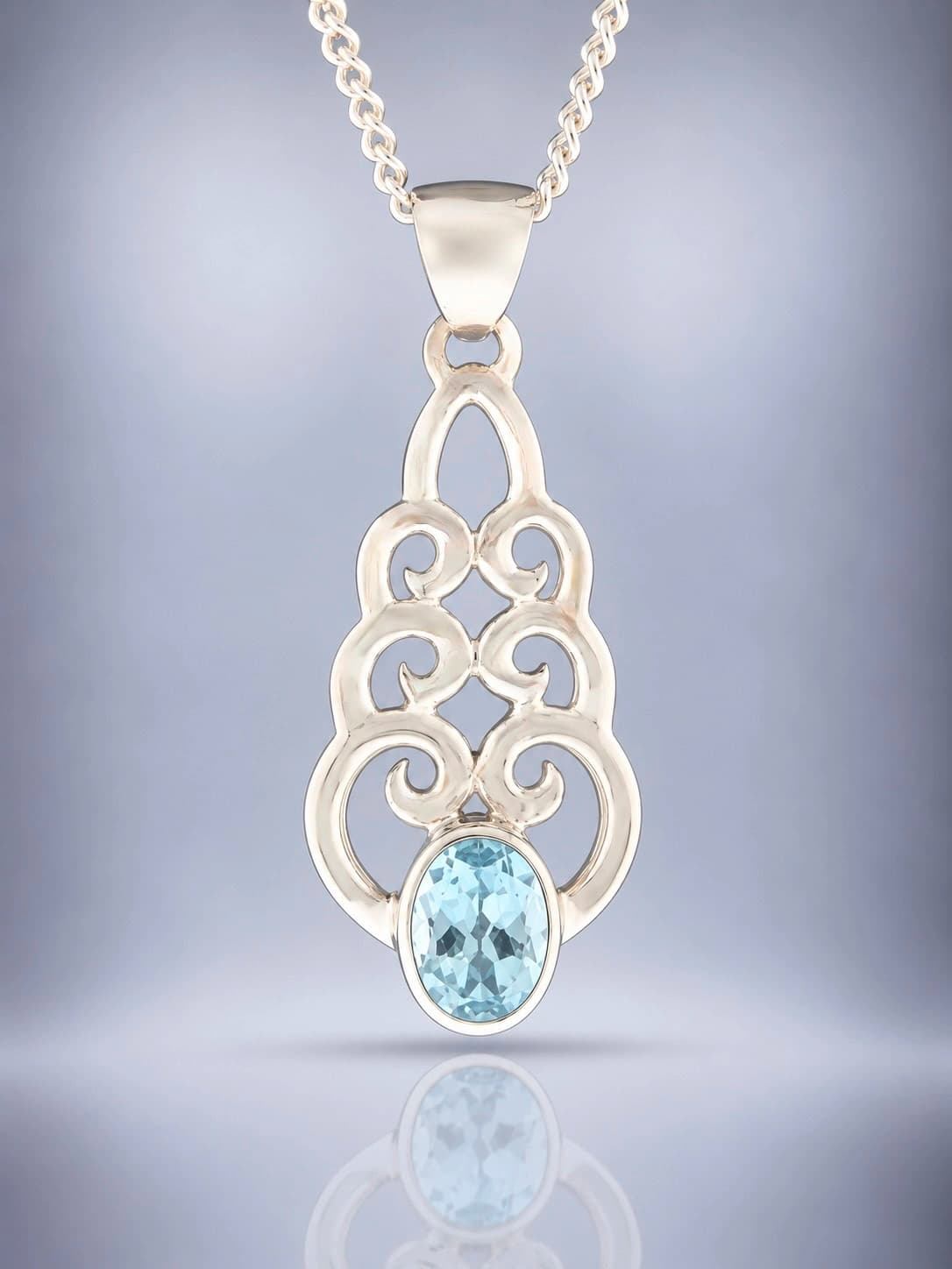 Blue Topaz sterling silver pendant