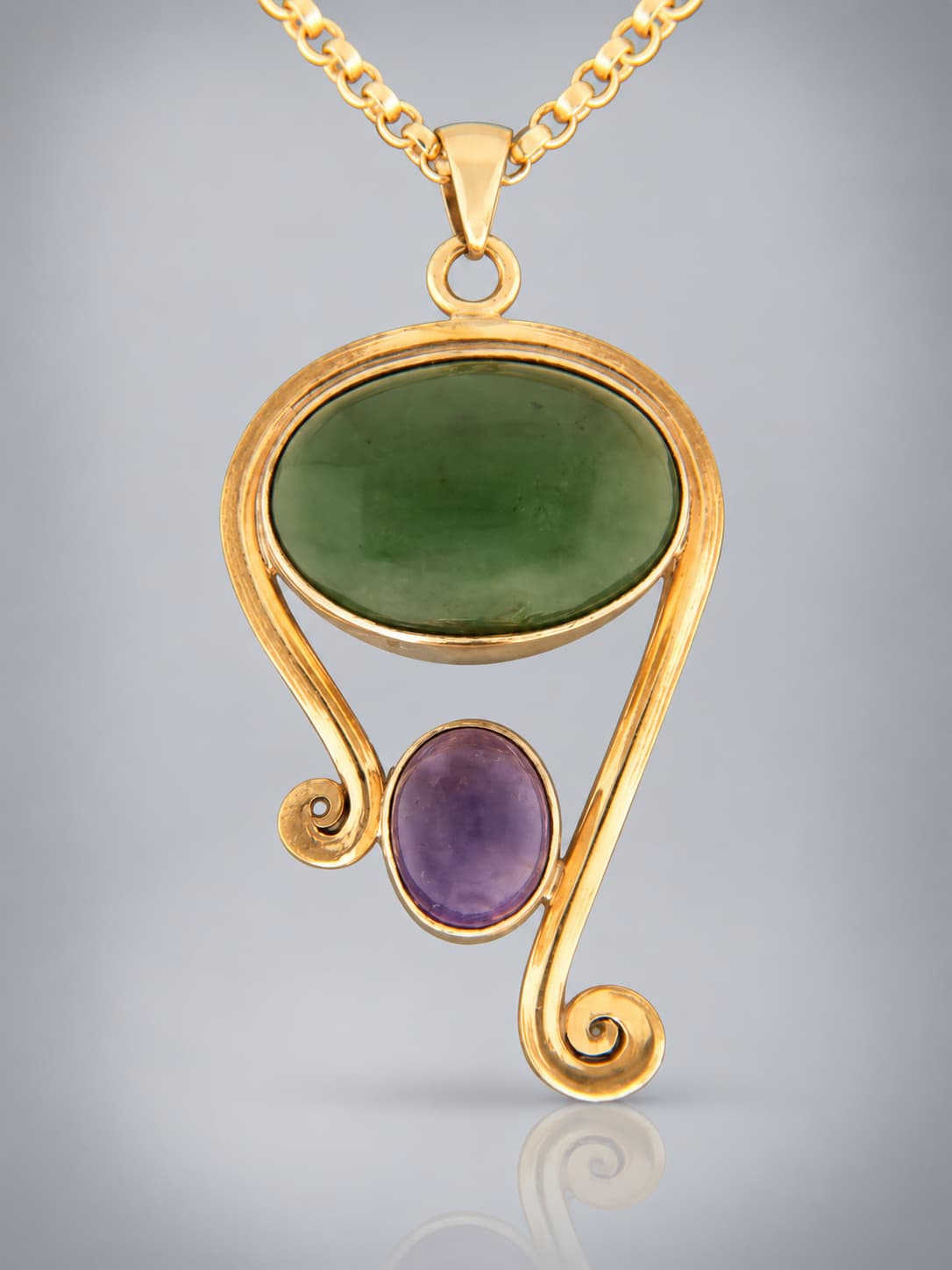 Jade and amethyst pendant