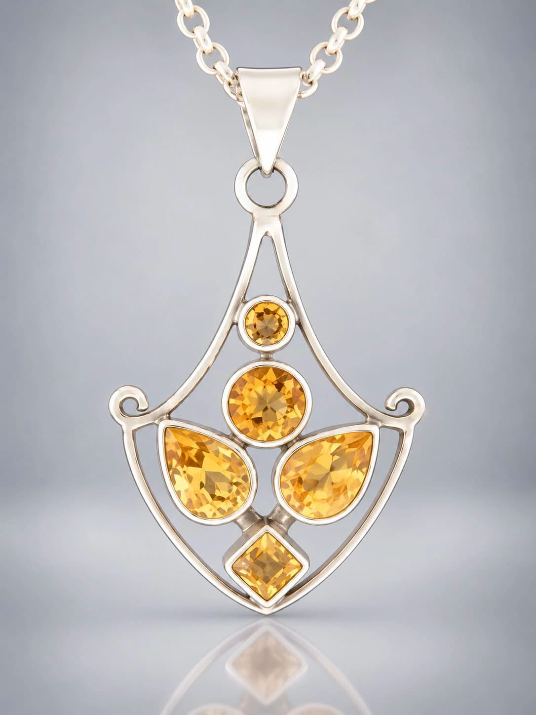 Citrine sterling silver pendant