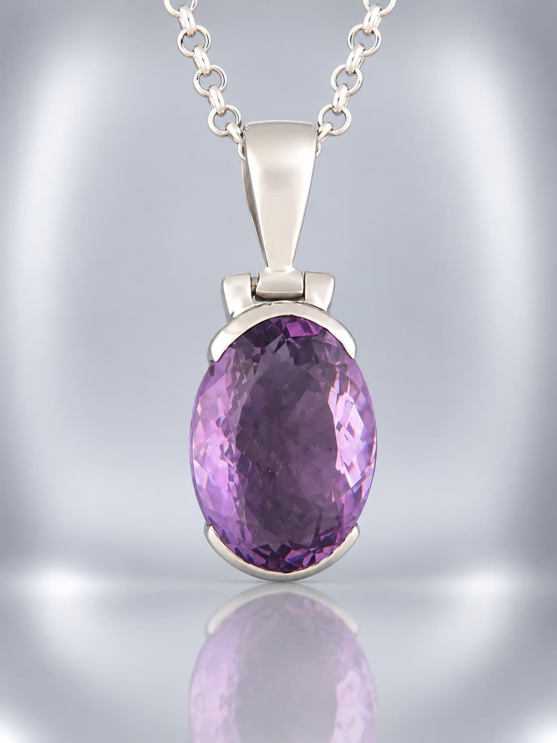 sterling silver faceted amethyst pendant
