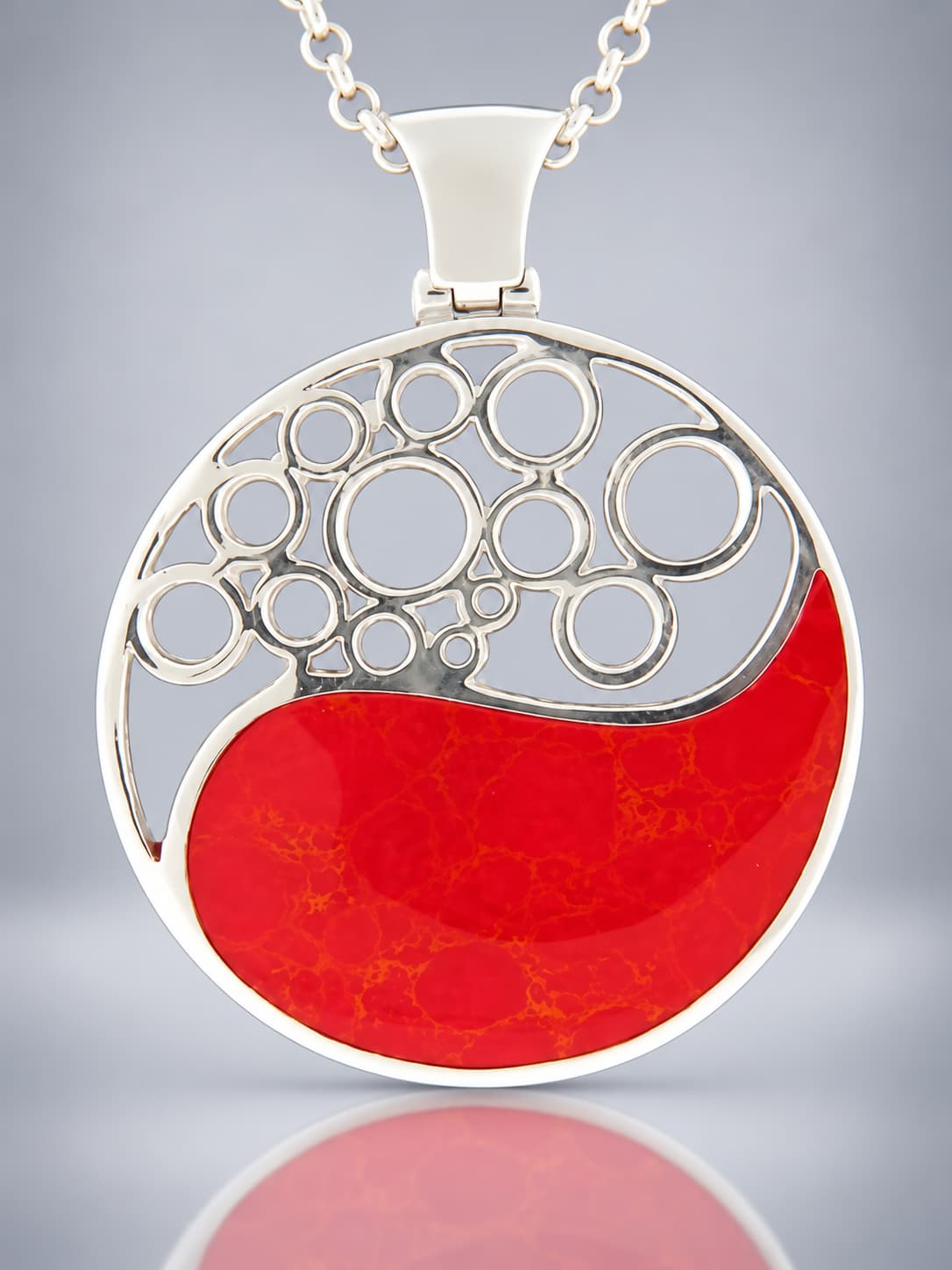 Red Coral sterling silver pendant
