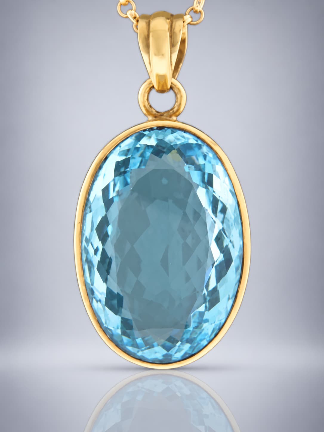 Blue Topaz faceted gold Vermeil Pendant