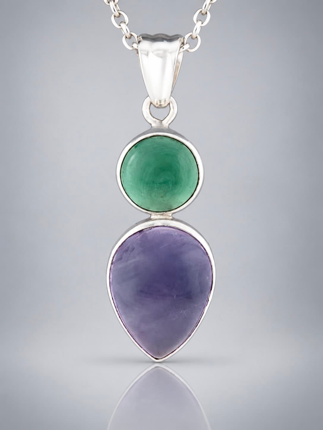 amethyst and malachite pendant
