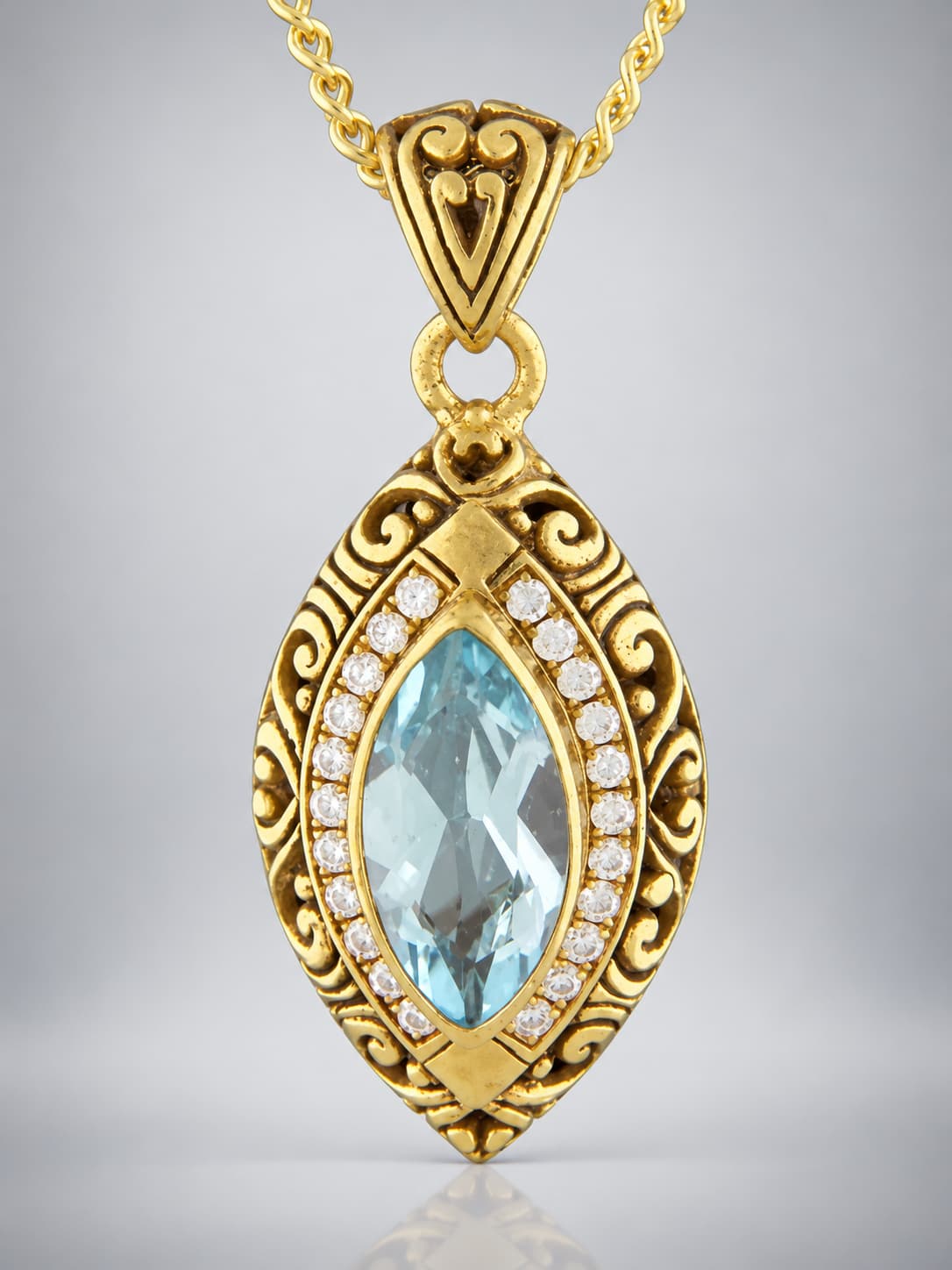 Blue Topaz Pendant - Gold Vermeil