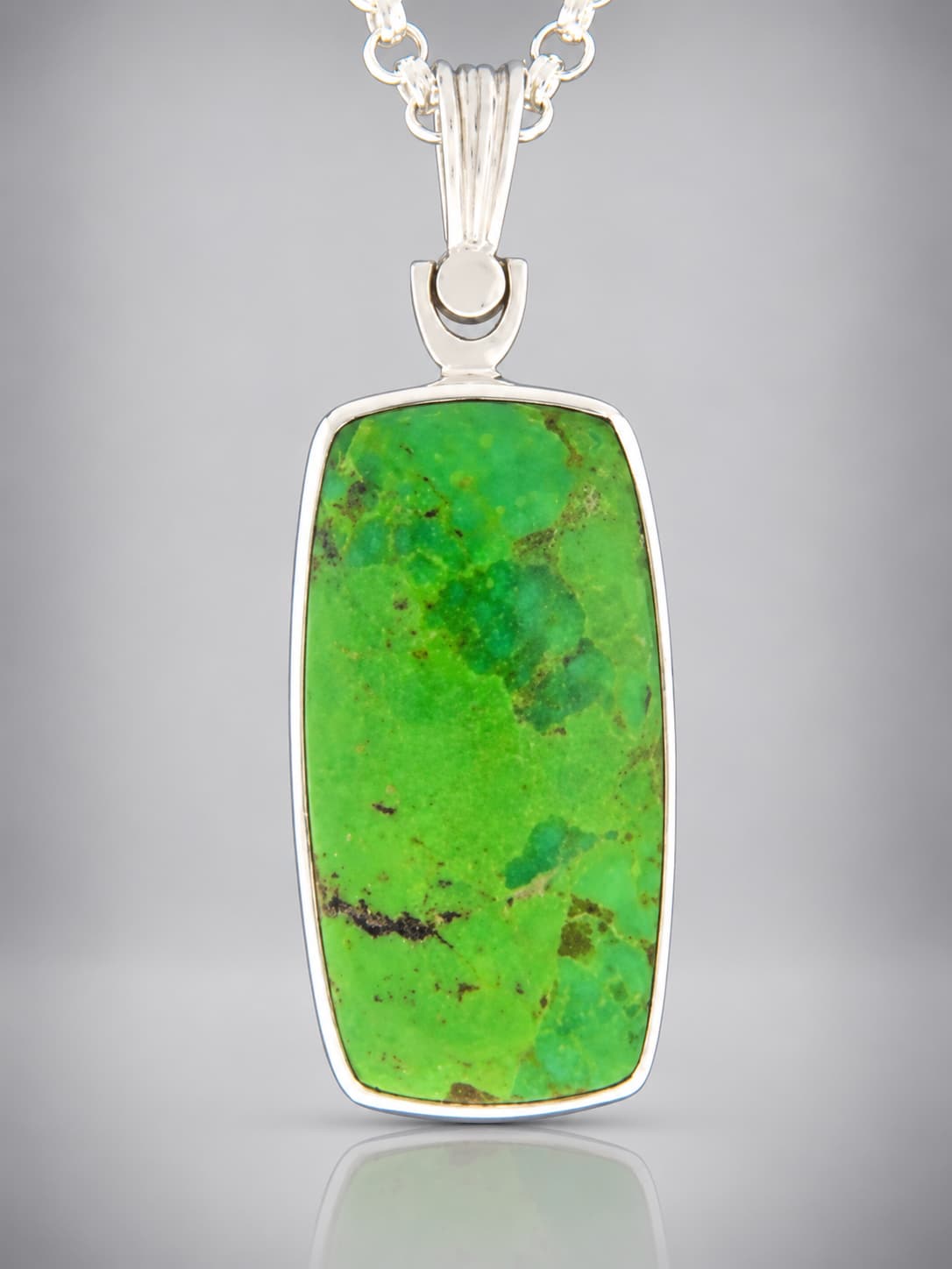 Gaspeite Sterling silver pendant